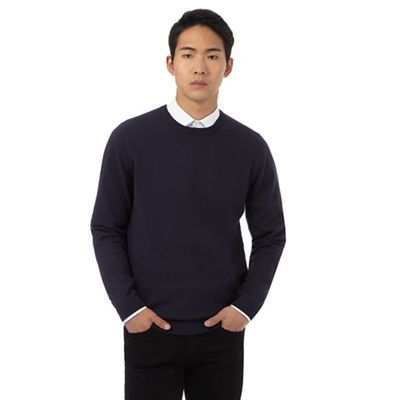 Big and tall navy crew neck jumper